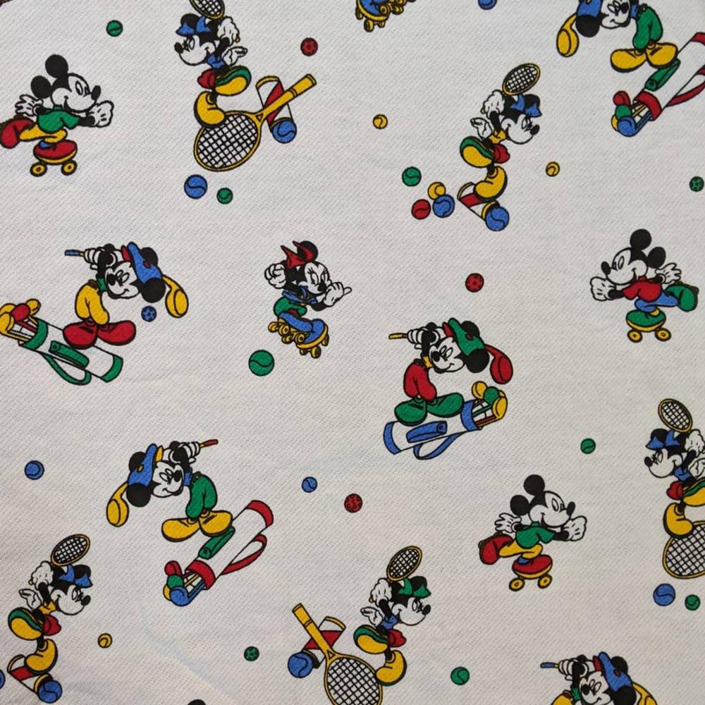 Vintage Mickey Mouse Sports Themed Fabric, One Sided Fleece Sweatshirt Fabric